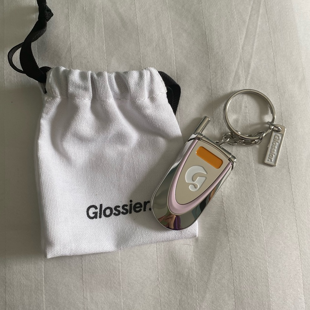Glossier Flip Phone Keychain